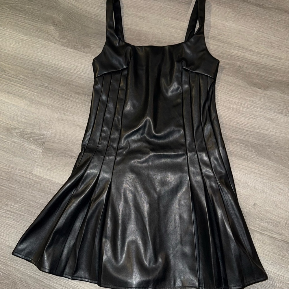 Love Tree Black Faux Leather Mini Dress